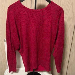 LOFT Red and Black Patterned Top